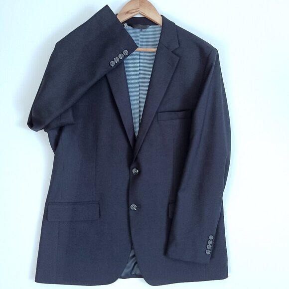 Dark Navy Blue WRINKLE RESISTANT Suit Jacket /Navy Blazer / Navy Sport Coat 42R - Picture 4 of 12